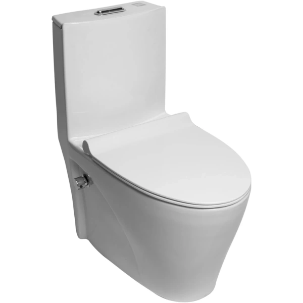 Унитаз-компакт SantiLine SL-5012SM-BD безободковый, с функцией биде, с сиденьем микролифт, белый