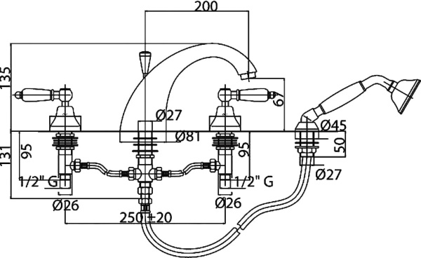 Смеситель для ванны Cezares First FIRST-BVD-01-Bi