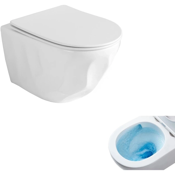 Унитаз подвесной GID Tr2196TFX безободковый, торнадо, с сиденьем микролифт, белый