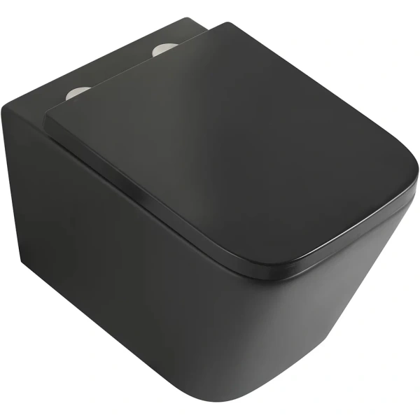 Унитаз подвесной Veconi Pulo VPU-51TB безободковый, торнадо, с сиденьем микролифт, черный матовый