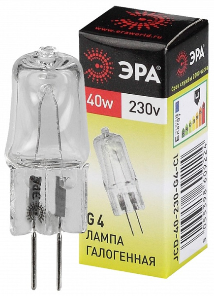 Лампа галогеновая Эра  G4 40Вт 3000K G4-JCD-40W-230V-CL