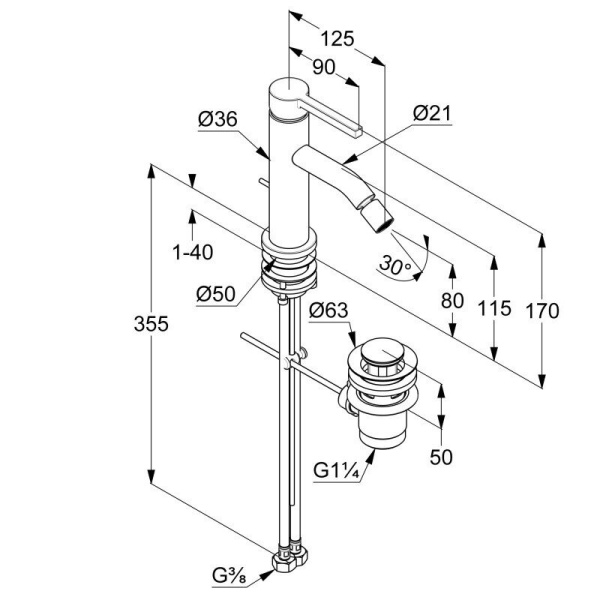 Смеситель для биде Kludi Nova Fonte 202163915 черный матовый