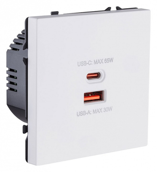Розетка 2хUSB type A и C без рамки Kollinger Eclipse EC-024WH