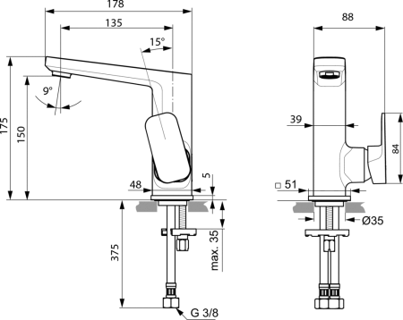 Смеситель для раковины Ideal Standard Tonic II A6333AA