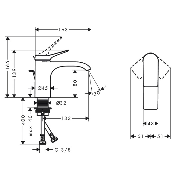 Смеситель для раковины hansgrohe Vivenis 75010670 с донным клапаном черный матовый