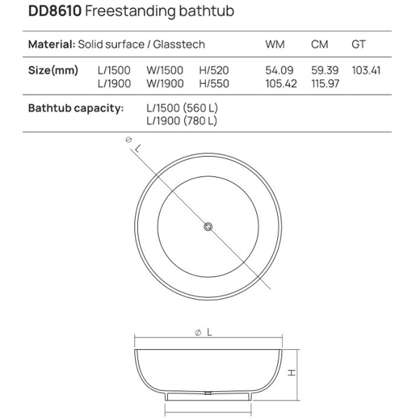 Отдельностоящая ванна Dea Design Round 150x150x52 DD8610 1500 R9 brown copper