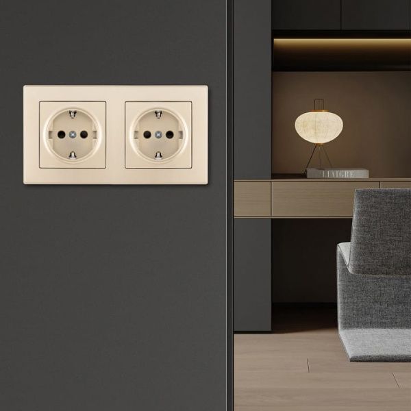 Розетка с заземлением и со шторкой Arte Milano SET06-2 SET06-2-40-1x2 shampan