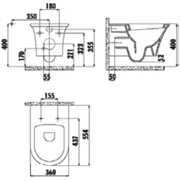 Унитаз подвесной Creavit Moon MO320-11CB00E-0000 белый