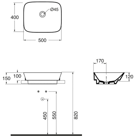 Раковина Azzurra Prua 50 PRLN05040000BI/(PRU50/IN bi)*0