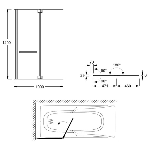 Шторка для ванны Jacob Delafon Adequation 100 E4931-BL