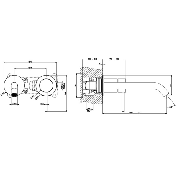 Смеситель для раковины Gessi 316 54086#707 черный матовый