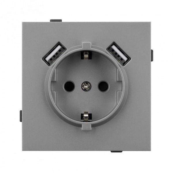 Розетка с заземлением и 2хUSB type A, без рамки Arlight SCT-TENDO 054084