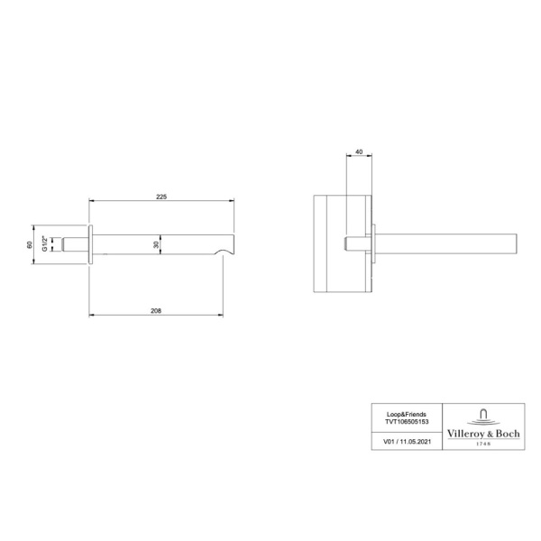 Излив для ванны Villeroy&Boch Loop & Friends TVT106505153K5 черный матовый