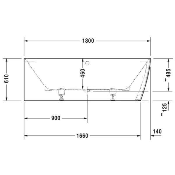 Акриловая ванна 180x80 см L Duravit DuraSquare 700427000000000