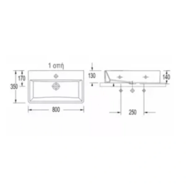 Раковина 80x35 см Serel 2048