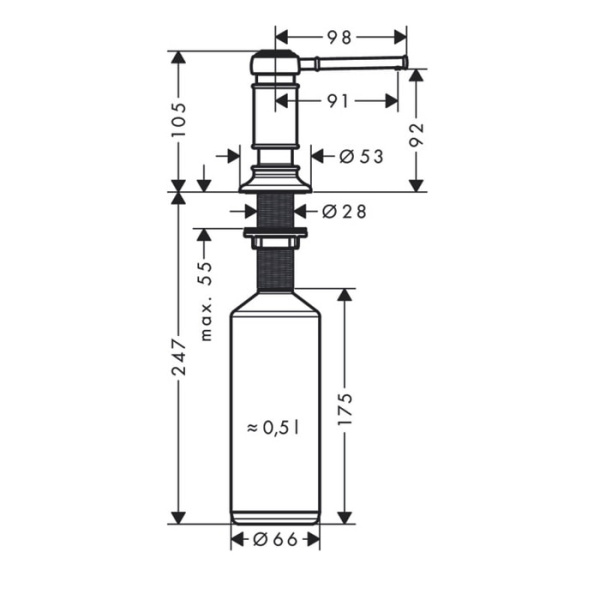 Дозатор жидкого мыла Axor Montreux 42018800 нержавеющая сталь