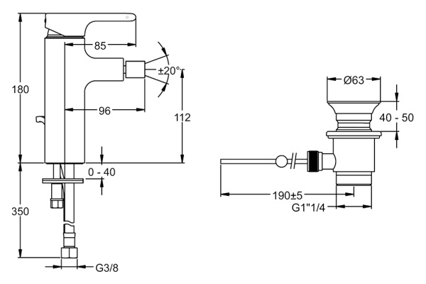 Смеситель для биде Jacob Delafon SINGULIER E10865-CP