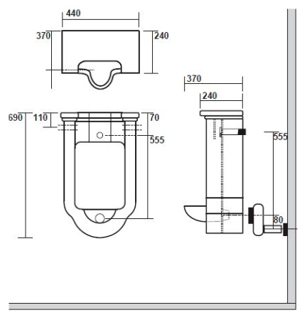 Писсуар подвесной KERASAN Waldorf 413001bi