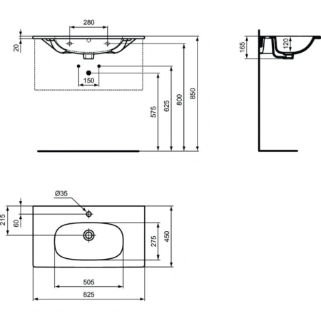 Раковина 82,5x45 см Ideal Standard Tesi T3509V3