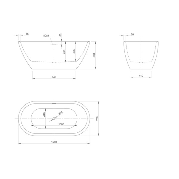 Ванна акриловая Knief Form XS 150 0100-257-06