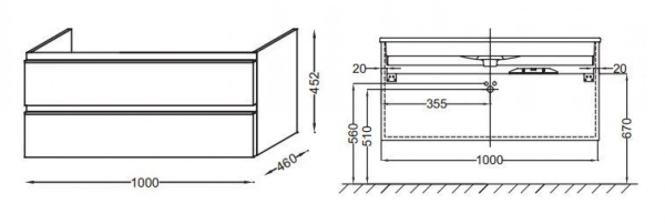 Тумба под раковину 100 см Jacob Delafon Vox EB2025-RA-M43 матовый аквамарин