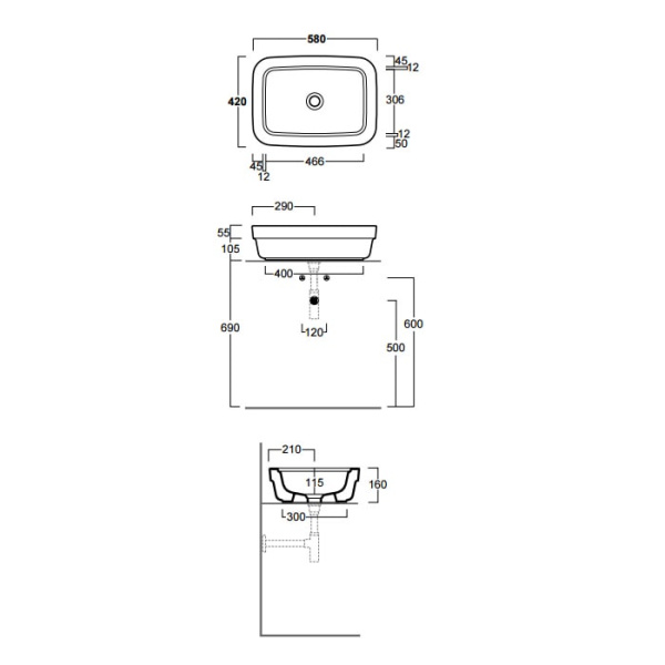 Раковина Simas Evolution 60 EVO10bi*0