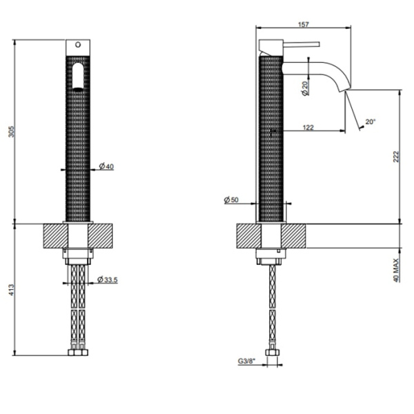 Смеситель для раковины Gessi 316 54209#707 черный матовый