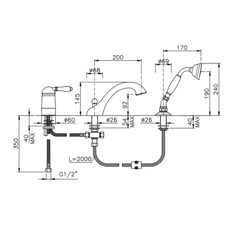 Смеситель для ванны Nicolazzi Forest 3414CR77