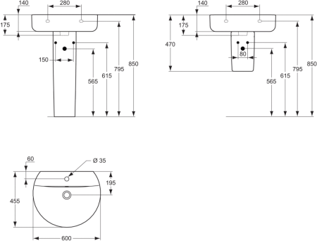 Раковина Ideal Standard Connect 55 (E786401) без крепежа