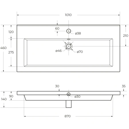 Раковина Cezares CZR-8070-100 101x46 см, накладная, белый
