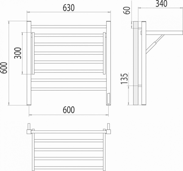 Горизонт П8 600х600 электро Полотенцесушитель TERMINUS