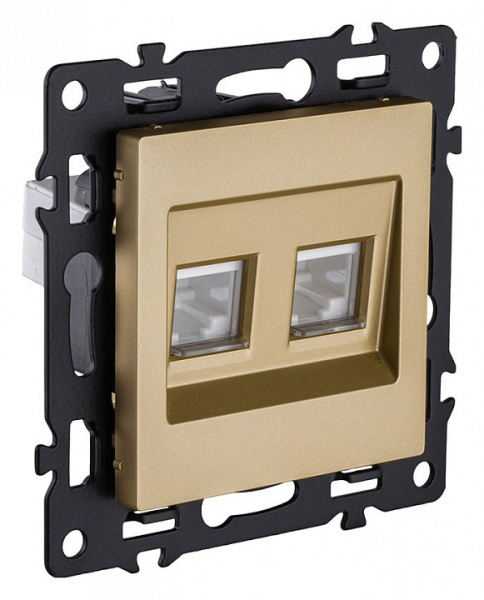 Розетка двойная Ethernet RJ-45 и со шторками, без рамки Kollinger Asthetik AS-018GD