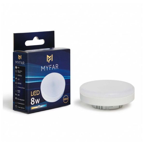 Лампа светодиодная MyFar Базис GX53 GX53 8Вт 4000K MB1302GX53-8W4K