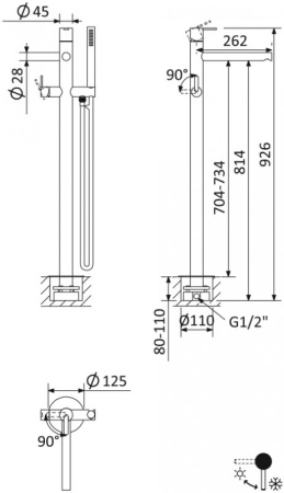 Смеситель для ванны Cezares Leaf LEAF-VDP-L-01