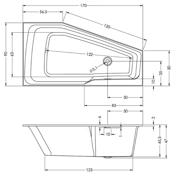 Акриловая ванна Riho Rething Space 170х90 B113006005 белый