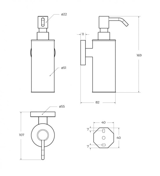 Диспенсор для мыла подвесной Cezares Relax RELAX-SOIS-M-GM оружейная сталь