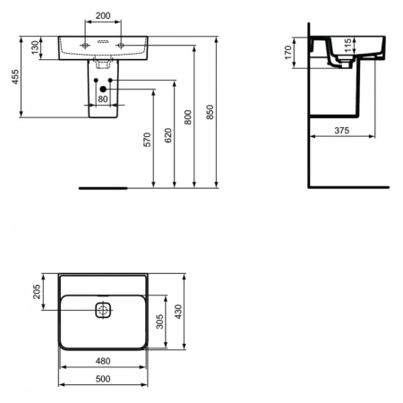 Раковина 50x40 см Ideal Standard Strada II T363701