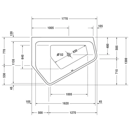 Акриловая ванна 177x130 см L Duravit Paiova 5 700390000000000