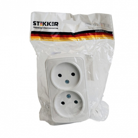 Розетка двойная без заземления Stekker Basic 50075