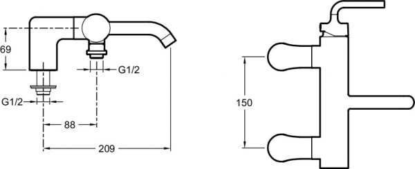Смеситель на борт ванны Jacob Delafon Purist E14500-4A-CP хром