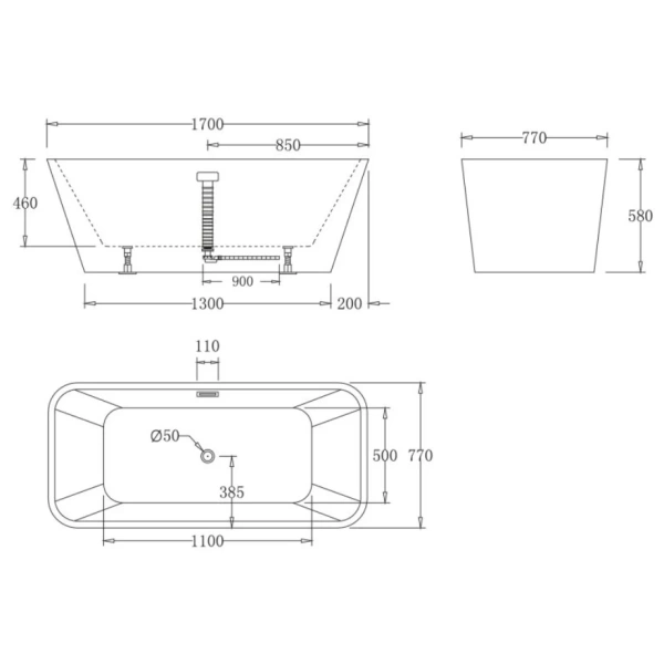 Акриловая ванна BelBagno BB60-1700 170x77 см, отдельностоящая, белый