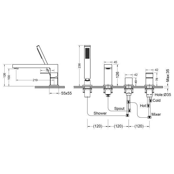 Смеситель для ванны Timo Selene 2130/16Y белый матовый