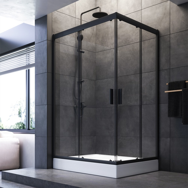 Душевой уголок AM.PM Gem W90G-404-120290-BT стекло прозрачное профиль черный матовый
