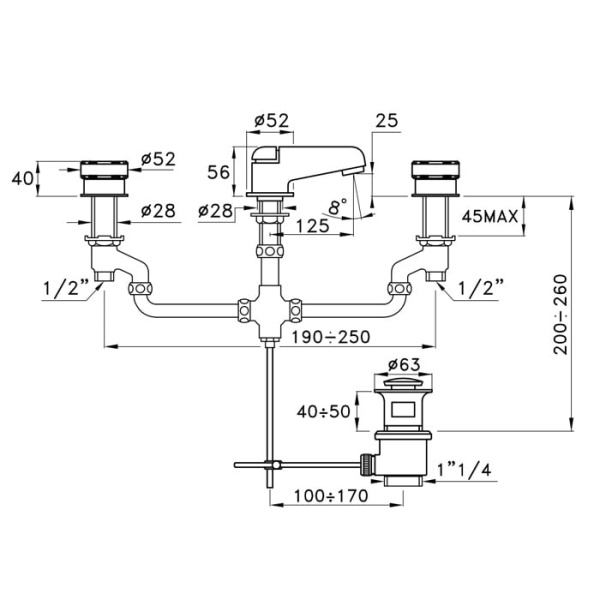 Смеситель для раковины Stella Timeaster TA 00011 CR00N