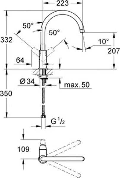 Смеситель для кухонной мойки Grohe BauCurve 31231000
