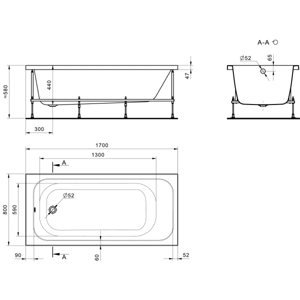Монтажный комплект к ванне 170x80 Santek Ламма 1.WH50.1.764