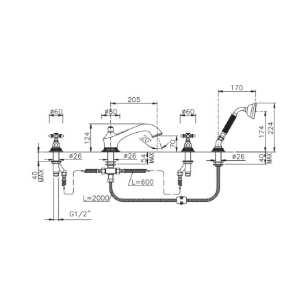 Смеситель для ванны Nicolazzi Impero 1204GO36 золото