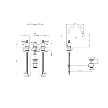 Смеситель для раковины Gessi Venti 20 65015#710 латунь