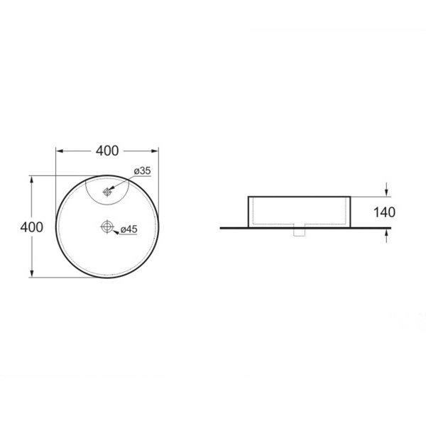 Раковина керамическая Vincea VBS-132 400*400*140 накладная белый