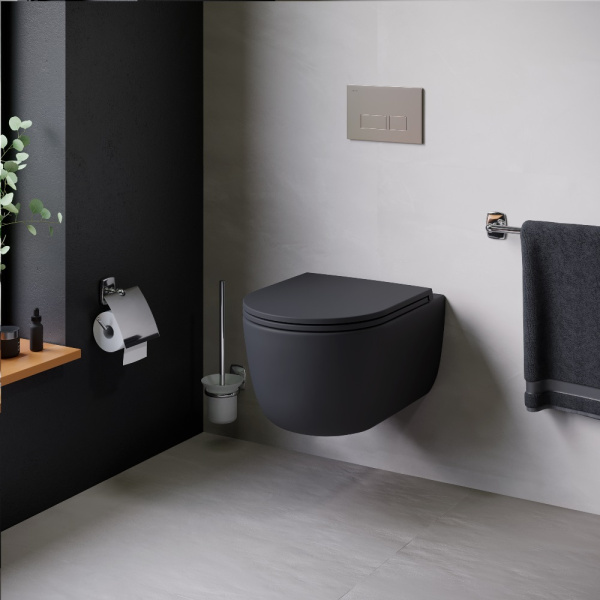 Подвесной унитаз Damixa Sirius DX86C1700MBSC с крышкой-сиденьем черный матовый